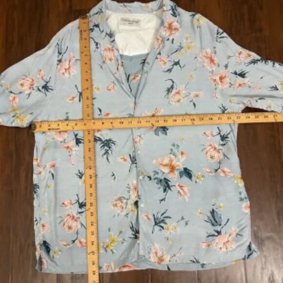 OFFICINE GENERALE Eren SS Floral Print Button-Up Shirt in Blue Multi - Picture 9 of 9